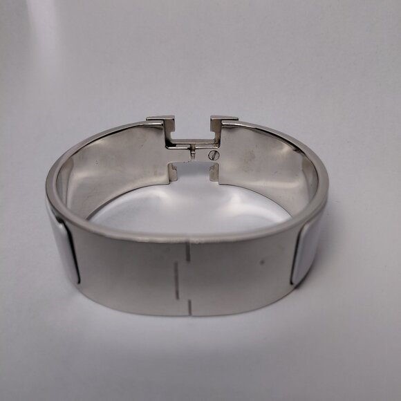 Hermes Clic Clac H Bracelet Blanc Silver White Enamel Bangle Size Small PM - Picture 9 of 16